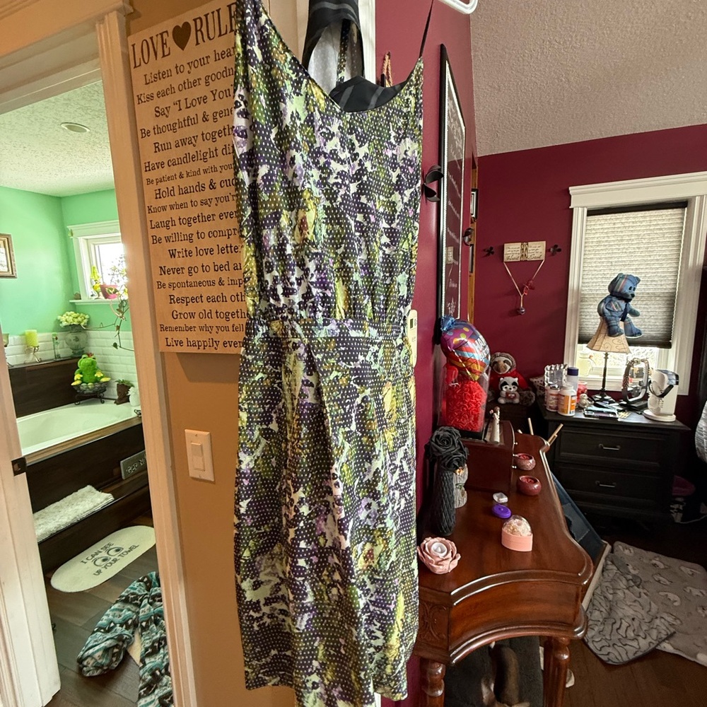 lululemon athletica Green & Purple Abstract Print Midi Dress